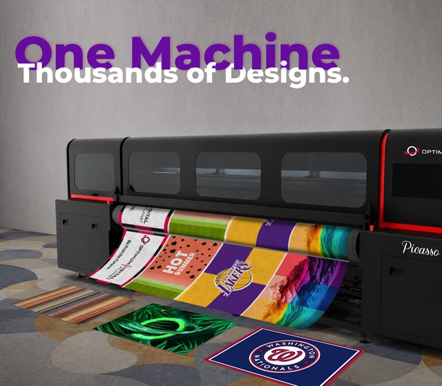 Digital printing machine with multiple branded floor mat designs